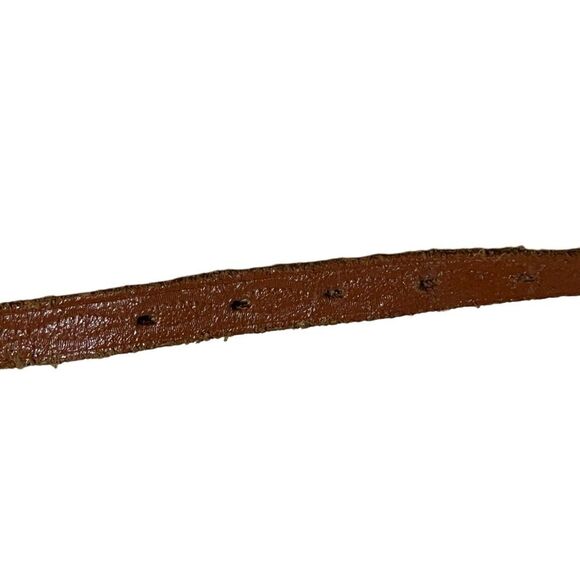 2 Vintage 70s Thin Brown Leather Beaded Belts Size 36” main image 10